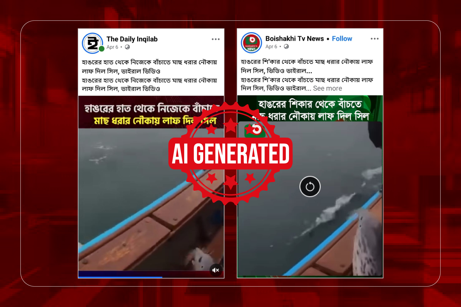 শিকারীর হাত থেকে বাঁচতে সিলের নৌকায় লাফ! ভাইরাল ভিডিওটি এআই-নির্মিত