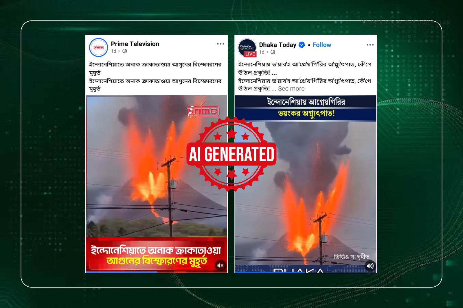 ইন্দোনেশিয়ার অগ্ন্যুৎপাতের দৃশ্য দাবিতে প্রচারিত ভিডিওটি এআই-নির্মিত